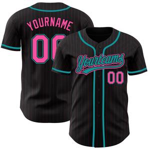 Direct Engro Sportswear Industry Custom Black Pink Pinstripe Pink-Teal Camiseta de béisbol auténtica Transpirable Diseño de talla grande - Product Image 1