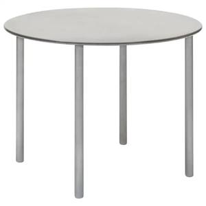 Table en aluminium table moderne et minimaliste dispose d'un plateau rond en aluminium et quatre pieds cylindriques également en aluminium - Product Image 1