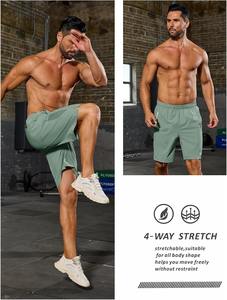 Pantalones Cortos Deportivos Casuales para Hombre, Corte Relajado y Ajustado |   Pantalones Cortos Deportivos Transpirables de Secado Rápido 100% Algodón con Cintura Elástica |   Patrón Sólido - Product Image 4