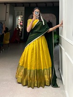 Soie Kanjivaram traditionnelle parfaite avec Georgette dupatta et lehenga choli cousu en vente en ligne
