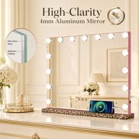 Miroir de Maquillage de Bureau Grand Format avec Cadre en Fer, Port USB-C, Éclairage LED Intégré, Vente en Gros, Fournisseur OEM/ODM