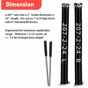 Ressorts de torsion pour porte de garage, robustes, paire de 0,207 x 2 x 24 pouces avec barres d'enroulement - Product Image 4