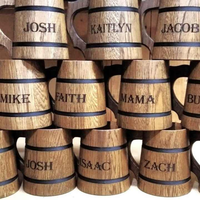 Mug à café en bois gravé personnalisé, écologique et de haute qualité pour les festivals Renaissance, les événements LARP et médiévaux - Marco Enterprises