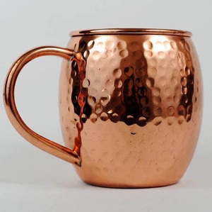 Top Selling Pure Copper Mug Moscow Mule Dot Hammered with Thumb Rest Handle 16 Oz Antique Hammered Moscow Mule Mug - Product Image 2