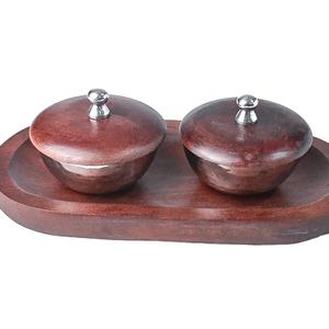 High Quality Round Acacia Wooden <b>Soup</b> & Food <b>Bowl</b> Handcrafted with Customized Size Serving Tray Nuts Included - Product Image 1
