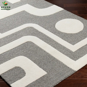 Tapis minimalistes et confortables en laine, tapis moelleux et tuftés à la main pour la chambre à coucher et le salon - Product Image 1