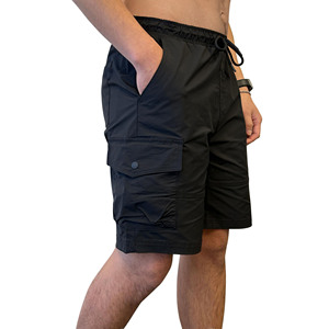 Shorts cargo décontractés en coton pour hommes, couleur unie, taille élastique avec cordon de serrage, séchage rapide, confortables pour le sport, le fitness, le jogging, l'entraînement et la gym - Product Image 1