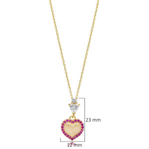 สร้อยคอจี้เพชร CZ หินทับทิมดีไซน์หัวใจสีเงิน925ทำด้วยมือเครื่องประดับขายส่งแบบตุรกี - Product Image 2