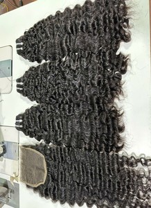 ¡Cabello Barato! Extensiones de Cabello Humano Remy de Color Negro Sin Químicos, Hechas a Mano, Textura Rizada y Ondulada, Suaves y Lisas, Doble Trama a Máquina - Product Image 3