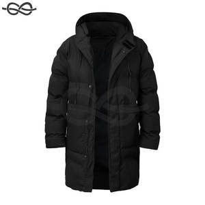 Veste d'hiver décontractée à manches longues pour hommes Parka à capuche noire unie avec col montant poche zippée chaude et élégante - Product Image 6