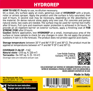 Soluciones para el Cuidado de Superficies FILA HYDROREP Sellador Repelente al Agua para Exteriores para Mármol, Granito, Piedra, Hormigón, Anti-Moho y Anti-Efloración - Product Image 2