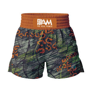 กางเกงขาสั้นฝึกซ้อม MMA ของผู้ชายปรับแต่งได้ปักลายดอกไม้เอวสูงมีเชือกรูดปิดระบายอากาศได้ดี - Product Image 1