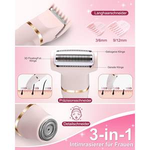 Depiladora Eléctrica 3 en 1 Recargable para Mujer, con Doble Cuchilla, Resistente al Agua IPX7, para Rostro, Piernas y Área del Bikini, Herramienta de Depilación Lavable - Product Image 6