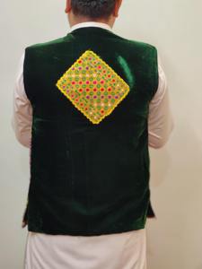 Traditional Vintage <b>Mens</b> Afghan Handmade Ethnic Cultural Sleeveless <b>Vest</b> Rich Embroidery Winter Outdoor Eco-Friendly Breathable - Product Image 2