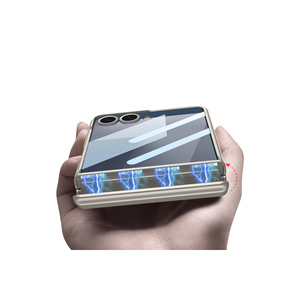 Étui de protection de luxe en silicone argenté Zore Kpta avec support pour Samsung Galaxy Z Flip 7 Plus, finition électroplaquée pour la caméra - Product Image 3