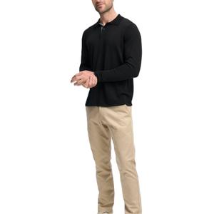 Vente en gros de polos à manches longues personnalisés pour hommes de haute qualité 100% coton automne nouveau design respirant tissu tricoté décontracté solide - Product Image 6