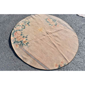 Classique Beige Vert Vintage Tapis Turc 5.4X5.4 ft Grande Surface Laine Latex Patchwork pour Couloir Chambre Chambre Chevet - Product Image 4