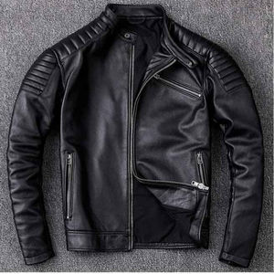 Veste en cuir pour homme de haute qualité personnalisée Noir Rouge Col montant Longue fine Revêtement imperméable Respirant Logo avant Mode Vêtement - Product Image 4