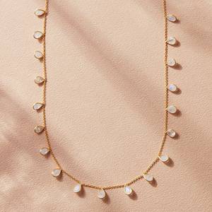Moonstone 925เงินสเตอร์ลิงทำด้วยมือสีทอง18K สร้อยคอสไตล์คอปกเครื่องประดับสัญญาของขวัญวันเกิดสำหรับเธอ - Product Image 2