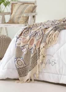 Textiles indios hechos a mano, mantas de viaje bohemias, ropa de cama de algodón impresa y decoración de sofá, Mantas y mantas de estilo indio - Product Image 3