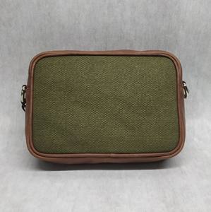 Canvas Leather Combination Jean Crossbody Messenger <b>Bags</b> DOPP Makeup <b>Toiletry</b> Kit Travel Purse Tassel Custom Factory Wholesale - Product Image 2