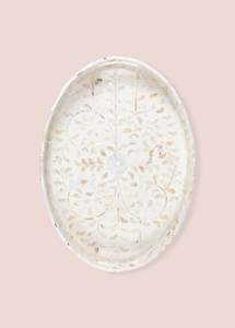 ถาดทรงรีทำด้วยมือพร้อมถาดฝังไม้ถูพื้นสีขาวสวยงามสำหรับชุดน้ำชาแกนกลางหรือใช้ตกแต่งบ้าน - Product Image 3