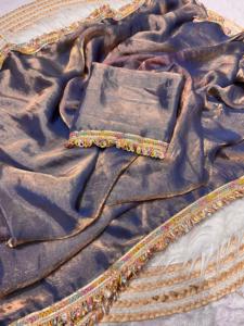 Designer dernier fantaisie tendance lourd Fandy mousseline de soie indien Saree fête d'hiver Festival mariage femmes vêtements exclusifs chemisier ethnique - Product Image 2