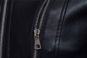 แจ็กเก็ตหนังเคลือบสำหรับผู้ชาย100% หนังวัวธรรมชาติมีฮู้ดคอตั้งแบบซิปเปิดปิดแบบวินเทจหนังแท้สำหรับ OEM - Product Image 5