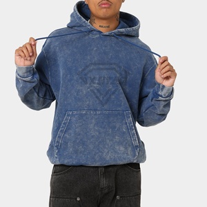 Nuevas Sudaderas con Capucha Personalizadas con Logotipo 2026, Mangas Laterales con Rayas, Lavado Ácido Desgastado, Sudaderas de Algodón Grueso para Hombre, Venta al por Mayor - Product Image 1