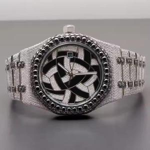 Fully Customize <strong>Automatic</strong> <strong>Swiss</strong> ETA <strong>Movement</strong> Made Fancy Designer Round Dial High Quality Moissanite Studded Hiphop Watch for Men