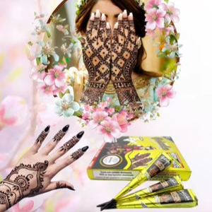 Cono de Henna DE LA India de Oriente Medio Pasta de Henna negra Cono de tatuaje de planta de larga duración Suministros de tatuaje corporal al por mayor a granel 1 caja (12 piezas) - Product Image 1