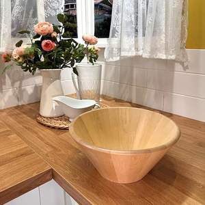 Grand bol de service en bois rustique Bol à vaisselle en bois d'acacia naturel écologique - Product Image 3