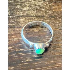 Navajo Geometric Gemstone <b>Ring</b> Green Opal & Turquoise Size 5.25 Rhodium Plated Sterling <b>Silver</b> for Everyday Wear or Gift - Product Image 5