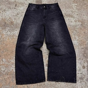 Men Hip Hop Streetwear Denim Pants Rhinestones Patchwork <b>Y2K</b> Straight Jeans Breathable Button Solid Spring Fashion <b>Trousers</b> - Product Image 4