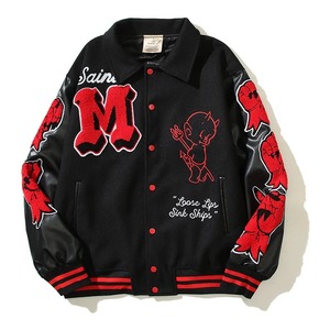 Veste bomber personnalisée SENSEL SPORTS pour homme, manches en laine, patch brodé en chenille, rouge et noir, style décontracté vintage universitaire, séchage rapide - Product Image 2