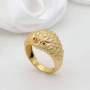 แหวนทองเหลืองชุบทอง18K สำหรับผู้หญิงทันสมัยเครื่องประดับฮิปฮอปนกฮูกดีไซน์หน้ากว้างไม่เรียบ - Product Image 5