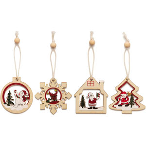 Admirable diseño cortado con láser adornos navideños de madera suministros para manualidades DIY recortes de madera contrachapada para decoración de árboles de Navidad y regalo - Product Image 4