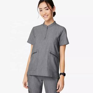 Tops belleza túnica Scrubs uniformes para mujeres médico enfermera ropa suave elástico manga corta azul todos los colores uniformes de Hospital - Product Image 4