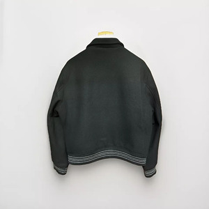Men's Custom 100% Cotton Canvas Stand Collar Varsity <b>Jackets</b> <b>with</b> Front Logo <b>Fleece</b> <b>Lining</b> Quick Dry OEM Service - Product Image 5