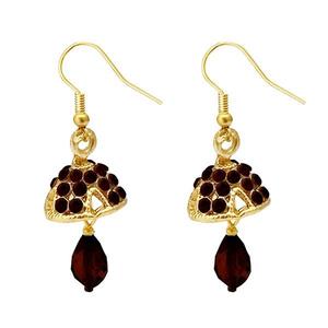 Kriaa <b>Fine</b> <b>Cuff</b> <b>Earrings</b> 1313709A Austrian Stone Maroon Gold Plated Jhumki - Product Image 1