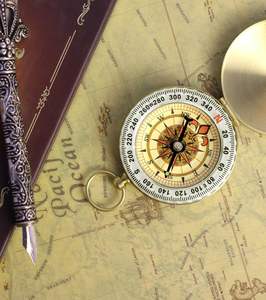 Boussole vintage étanche en cuivre classique avec motif circulaire pour la randonnée, la survie et la navigation en plein air - Product Image 6