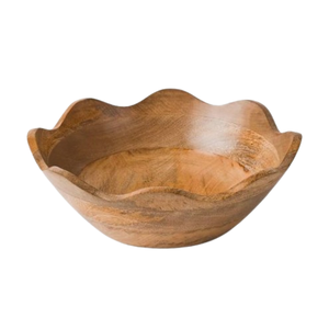 Cuenco de masa con borde ondulado, cuenco para servir ensalada de madera Natural, cuenco decorativo para mesa, cuenco de madera para uso doméstico en la cocina - Product Image 5