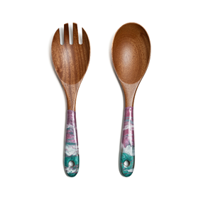 Diseño de madera y resina ensalada servidor cuchara juegos cuchara para utensilios de cocina y restaurantes uso hecho a mano - Product Image 5