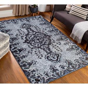 Alfombra Gris con Medallones: Estilo Étnico Turco, Fácil de Limpiar, Alfombra Estampada, Alfombra de Chenilla - Product Image 3