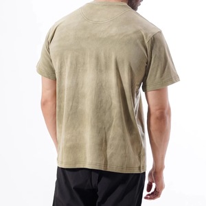 Custom Logo Men Loose Fit Short Sleeve O-Neck Knitted 100% Cotton Acid Wash Quick Dry 220g Needle Detection Silk Screen T-Shirt - Product Image 4