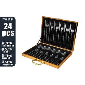 Set di posate da 24 pezzi in acciaio inossidabile portoghese, con coltello e forchetta, in confezione regalo, cucchiaio dorato per cucina occidentale, molto venduto a livello internazionale. - Product Image 5