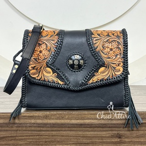 2025 Manufacturers Custom Hand Tooled Cow Leather Luxury Design High Quality Female Bag Vintage Style Shoulder Purse for Women's - Product Image 1