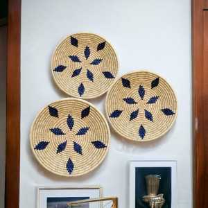 Precio a granel indio hecho a mano Multicolor Moonj hierba pared colgante cesta de pared para pared decoración del hogar - Product Image 2