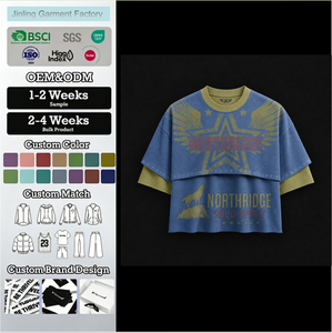 Camiseta <span class=keywords><strong>con</strong></span> Estampado por Sublimación y Lavado Ácido, Tejido Interlock de Algodón de 250 g/m², Estilo Vintage Gráfico Futurista, Talla Grande para Hombre - Product Image 1