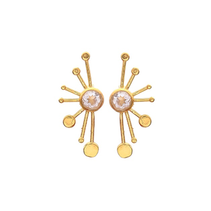 Boucles d'oreilles en argent Sterling 925 de forme ronde, Quartz rose Hydro - Product Image 1